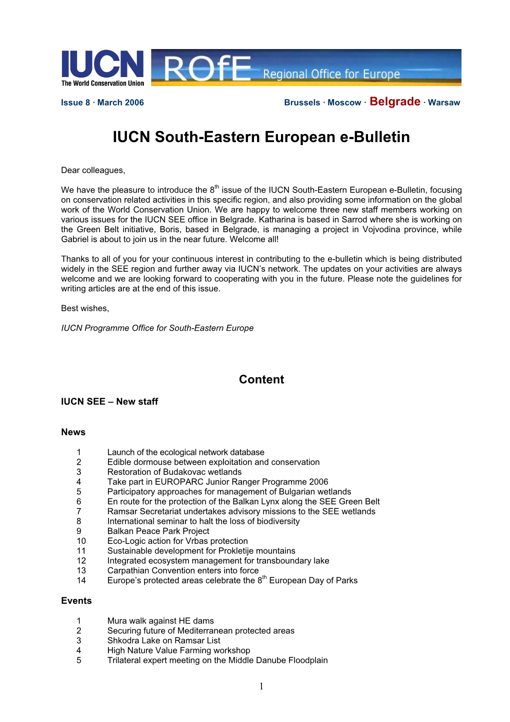 IUCN South-Eastern European E-Bulletin 8