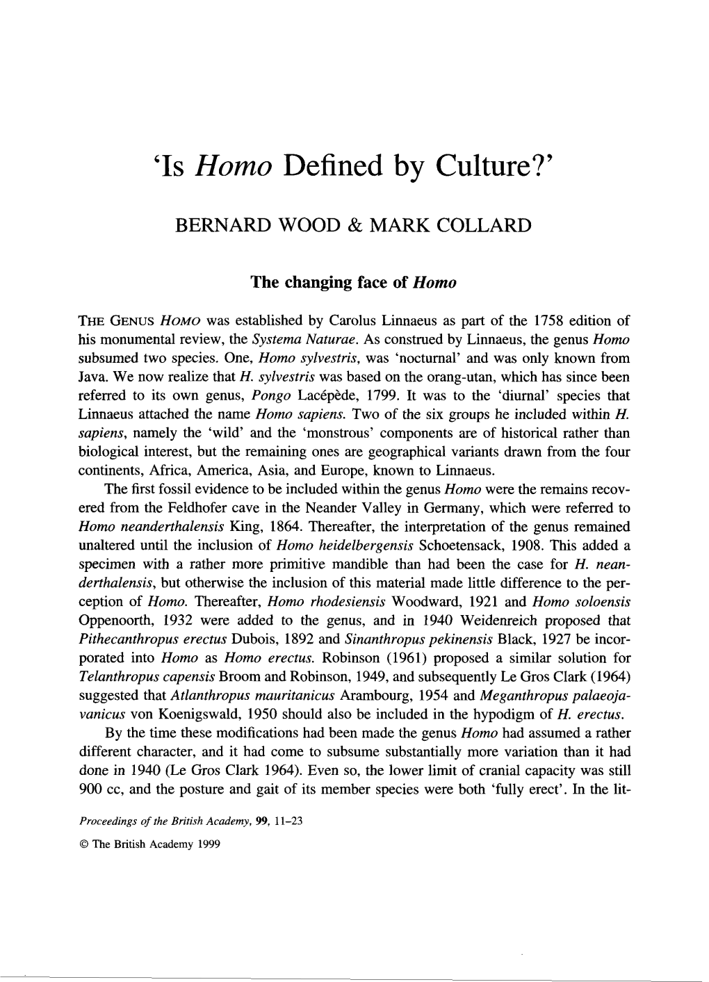 Homo Defined by Culture?’
