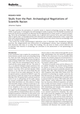 Archaeological Negotiations of Scientific Racism Johannes Siapkas