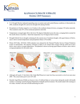 KANSAS CLIMATE UPDATE October 2019 Summary