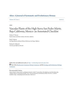 Vascular Plants of the High Sierra San Pedro Mártir, Baja California, Mexico: an Annotated Checklist Robert F