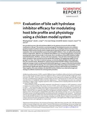 Evaluation of Bile Salt Hydrolase Inhibitor Efficacy for Modulating Host