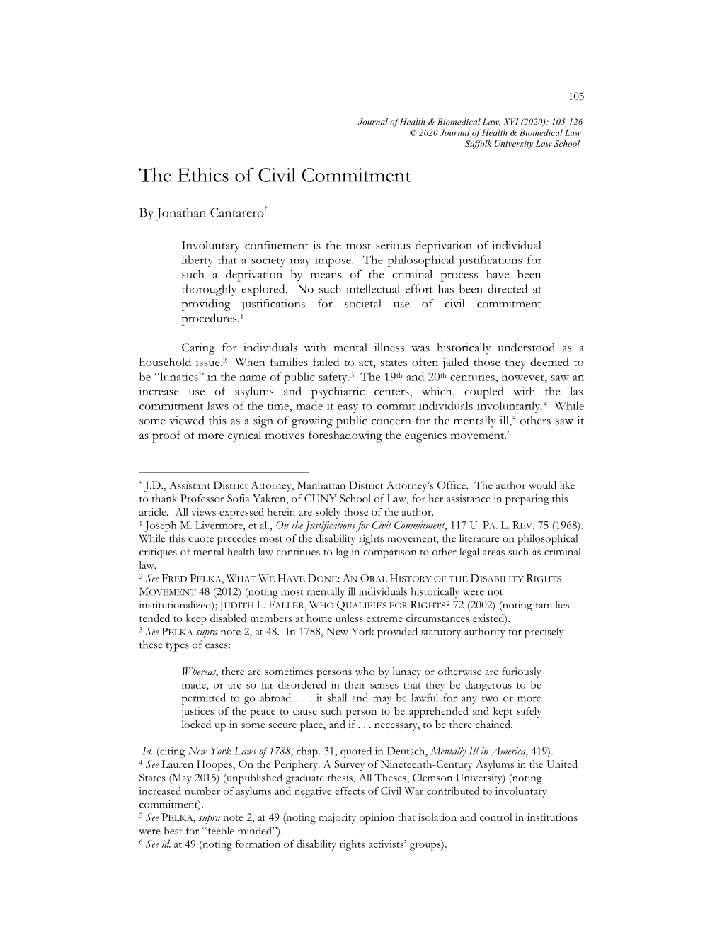 The Ethics of Civil Commitment