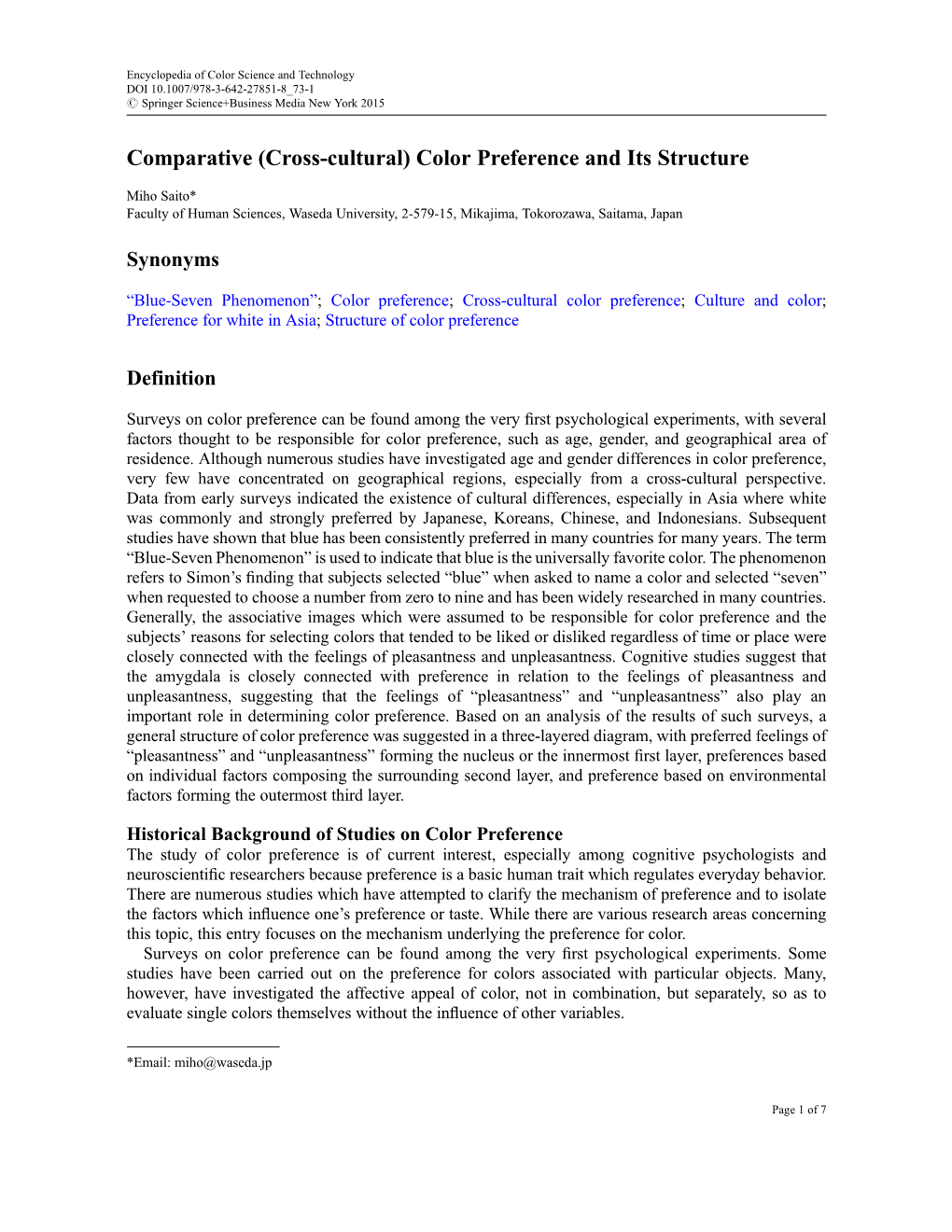 Cross-Cultural) Color Preference and Its Structure