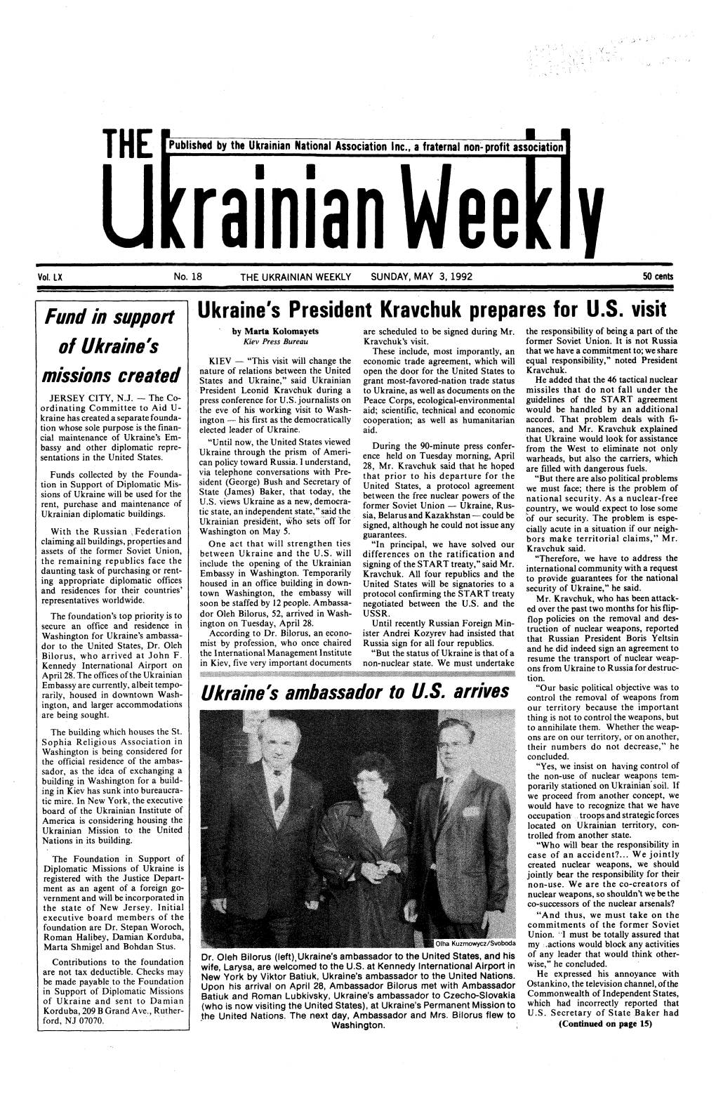 The Ukrainian Weekly 1992, No.18