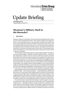 Myanmar's Military: Back to the Barracks?