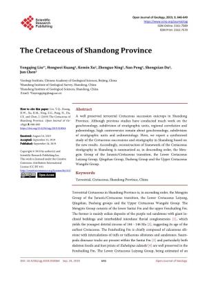The Cretaceous of Shandong Province