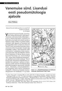 Vanemuise Sünd. Lisandusi Eesti Pseudomütoloogia Ajaloole