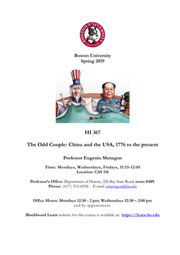 HI 367 the Odd Couple: China and the USA, 1776 to the Present