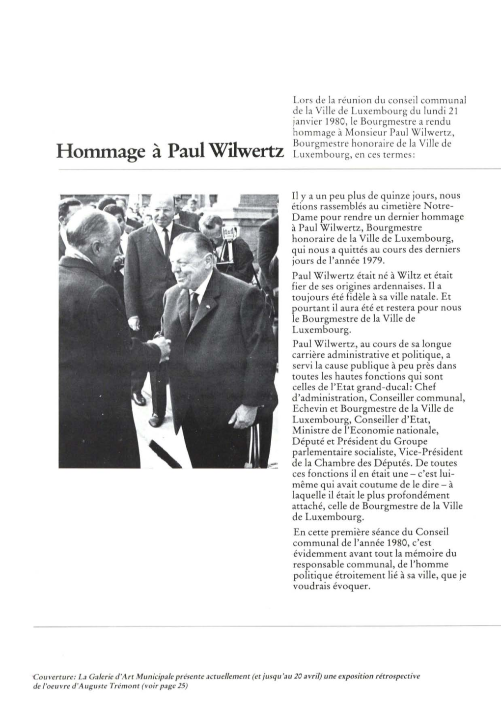 Hommage À Paul Wilwertz