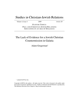 Studies in Christian-Jewish Relations