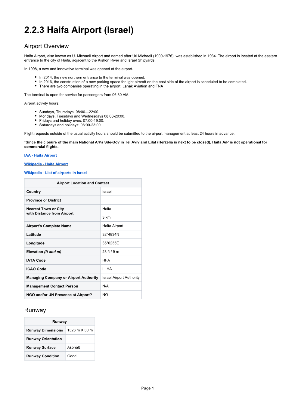 2.2.3 Haifa Airport (Israel)