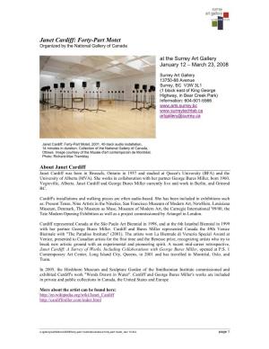 Janet Cardiff Forty-Part-Motet Brochure