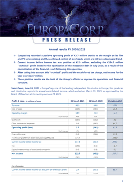 Annual Results FY 2020/2021