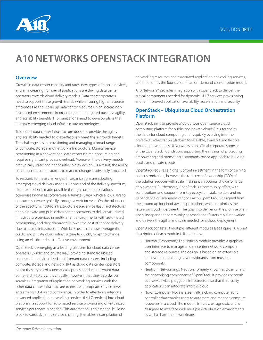 A10 Networks Openstack Integration