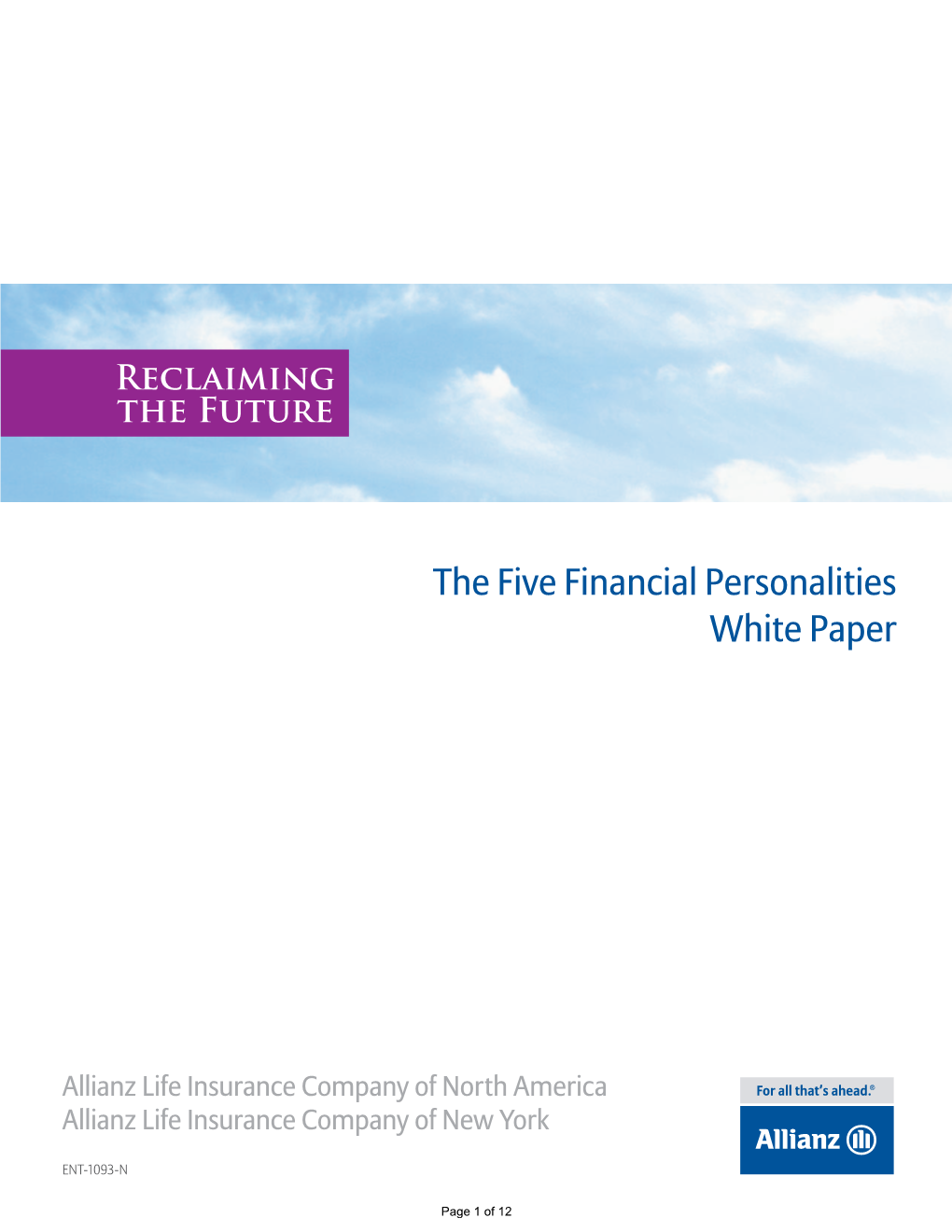 The Five Financial Personalities White Paper