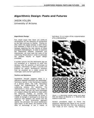 Algorithmic Design: Pasts and Futures 199