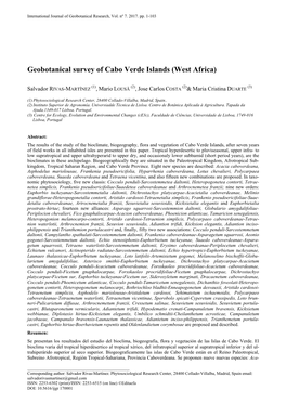 Geobotanical Survey of Cabo Verde Islands (West Africa)
