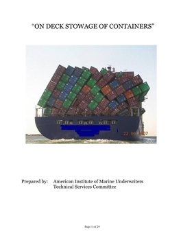 “On Deck Stowage of Containers”