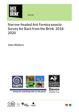 Narrow-Headed Ant Formica Exsecta Survey for Back from the Brink 2018