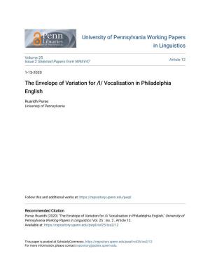 The Envelope of Variation for /L/ Vocalisation in Philadelphia English
