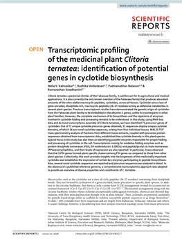 Transcriptomic Profiling of the Medicinal Plant Clitoria Ternatea