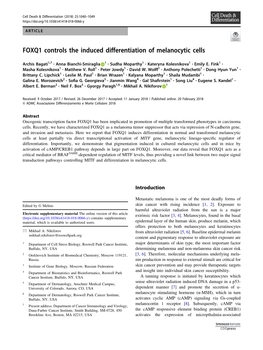 FOXQ1 Controls the Induced Differentiation of Melanocytic Cells