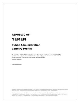 Yemen Public Administration Profile