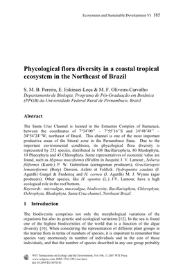 Phycological Flora Diversity in a Coastal Tropical Ecosystem in the Northeast of Brazil