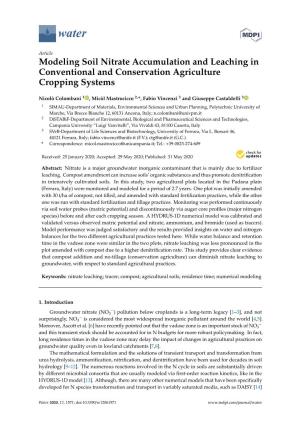 Modeling Soil Nitrate Accumulation and Leaching in Conventional and Conservation Agriculture Cropping Systems