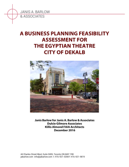 A Business Planning Feasibility Assessment for the Egyptian Theatre City of Dekalb