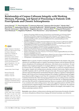 Relationship of Corpus Callosum Integrity with Working Memory, Planning, and Speed of Processing in Patients with First-Episode and Chronic Schizophrenia