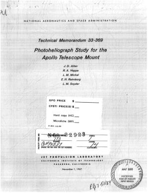 Technical Memorandum 33-369 Photoheliograph Study for The