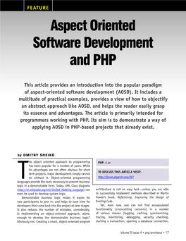 Aspect Oriented Software Development and PHP Aspect Oriented Software Development and PHP