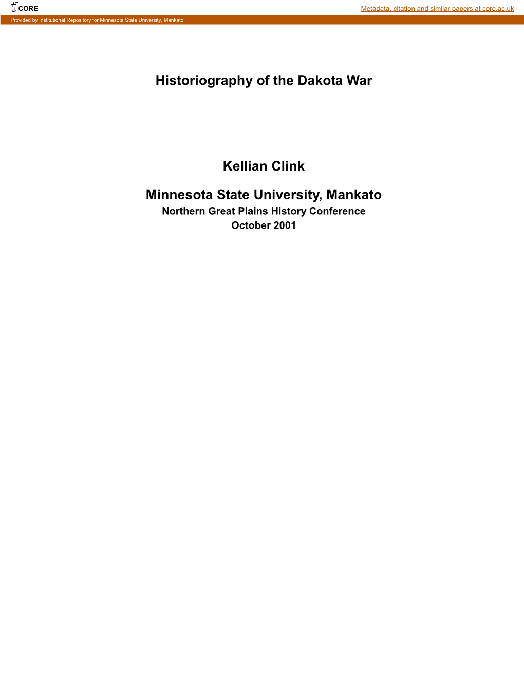 Historiography of the Dakota War