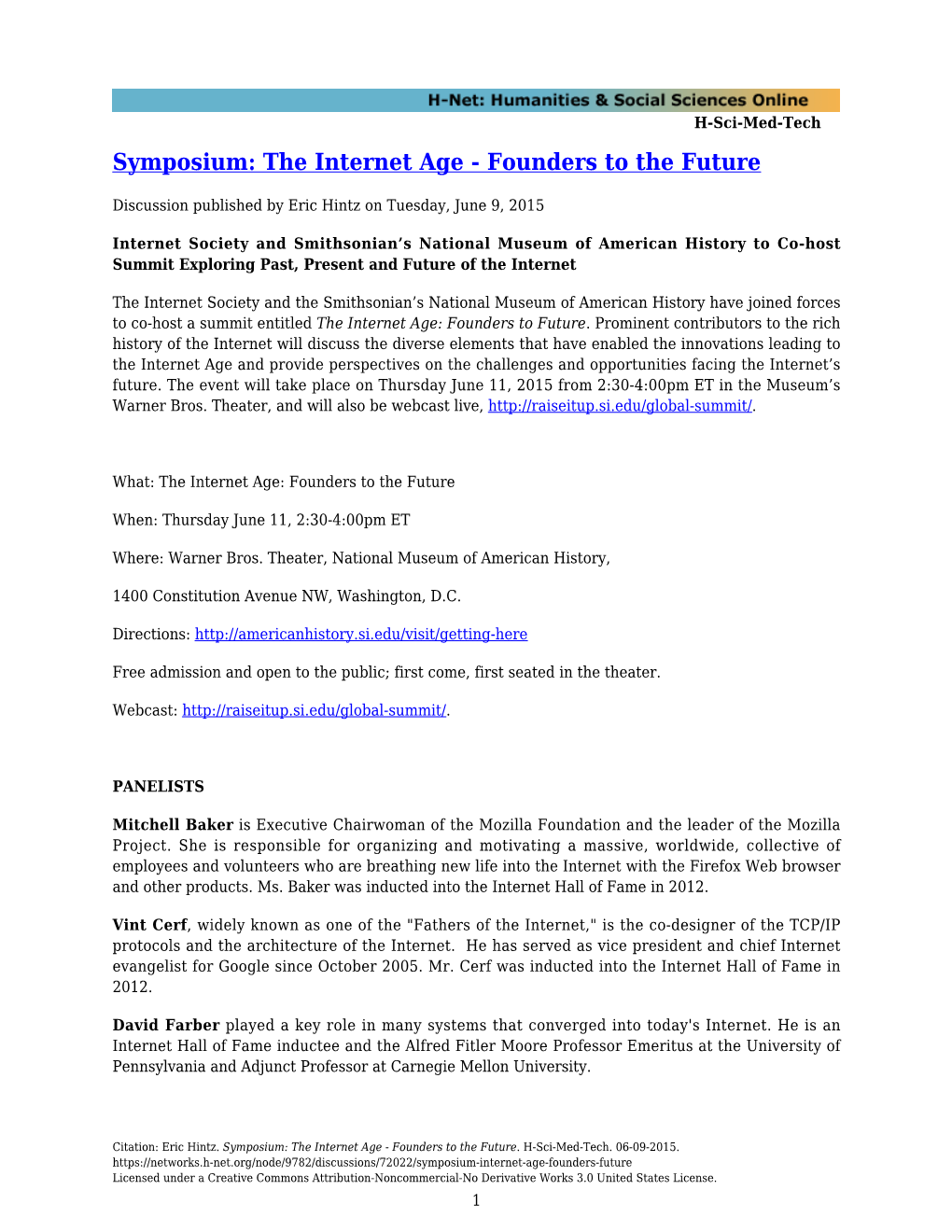 Symposium: the Internet Age - Founders to the Future