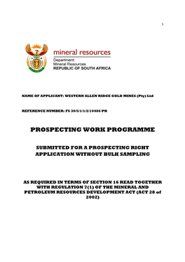 Prospecting Work Programme