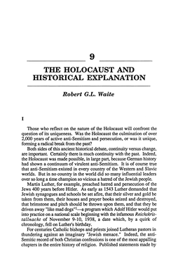 The Holocaust and Historical Explanation