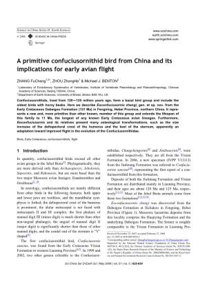 A Primitive Confuciusornithid Bird from China and Its Implications for Early Avian Flight