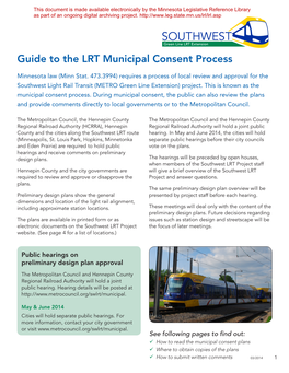 Guide to the LRT Municipal Consent Process