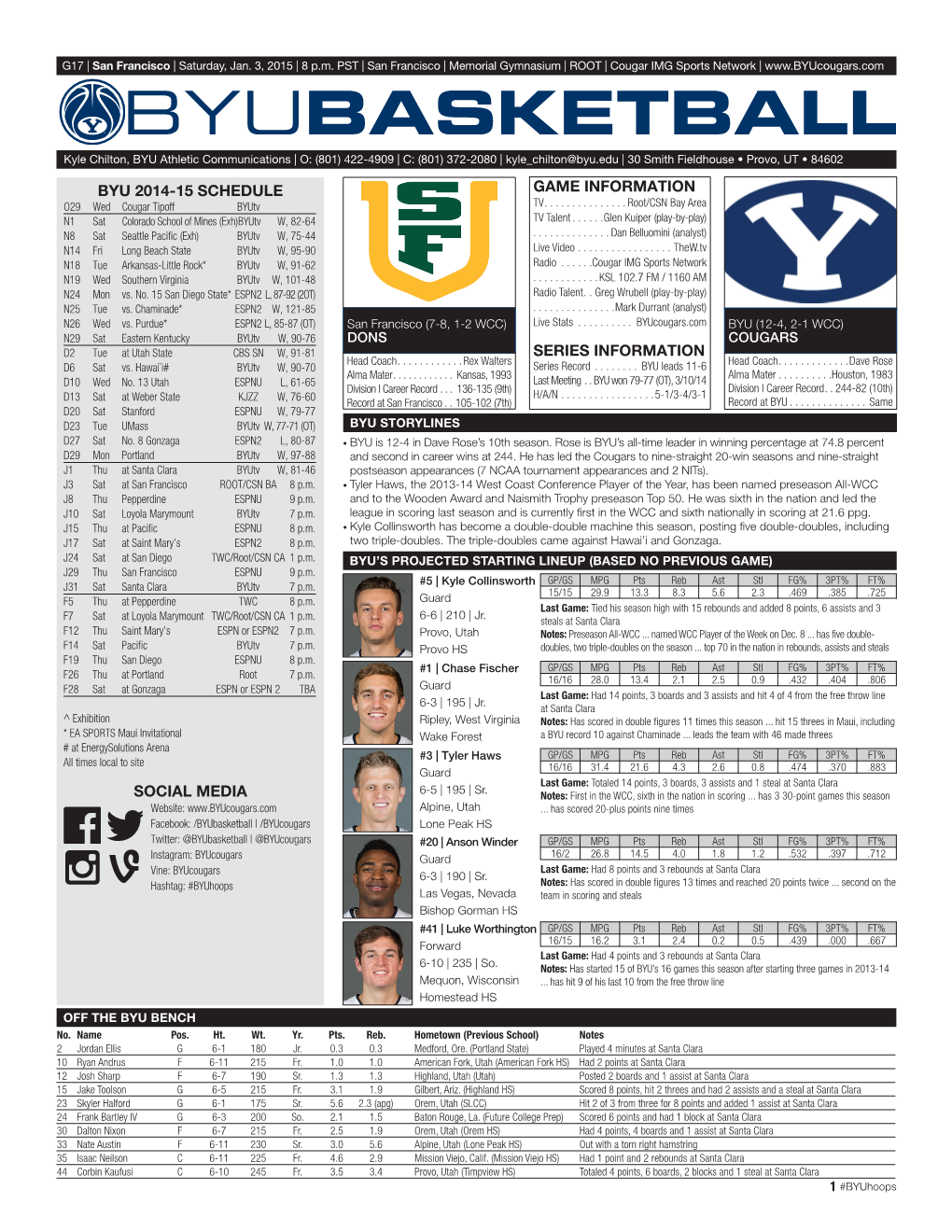 Byu 2014-15 Schedule Social Media Game