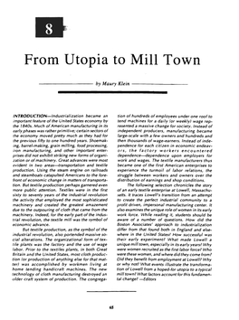 From Utopia to Mill Town