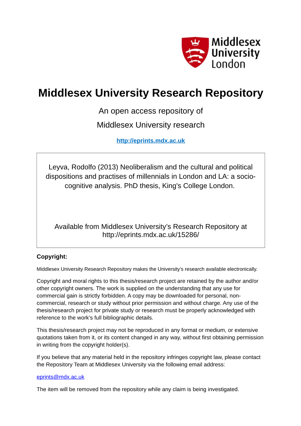 Middlesex University Research Repository