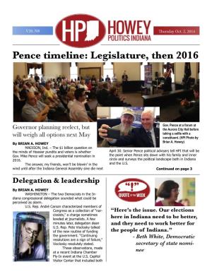 Pence Timeline: Legislature, Then 2016