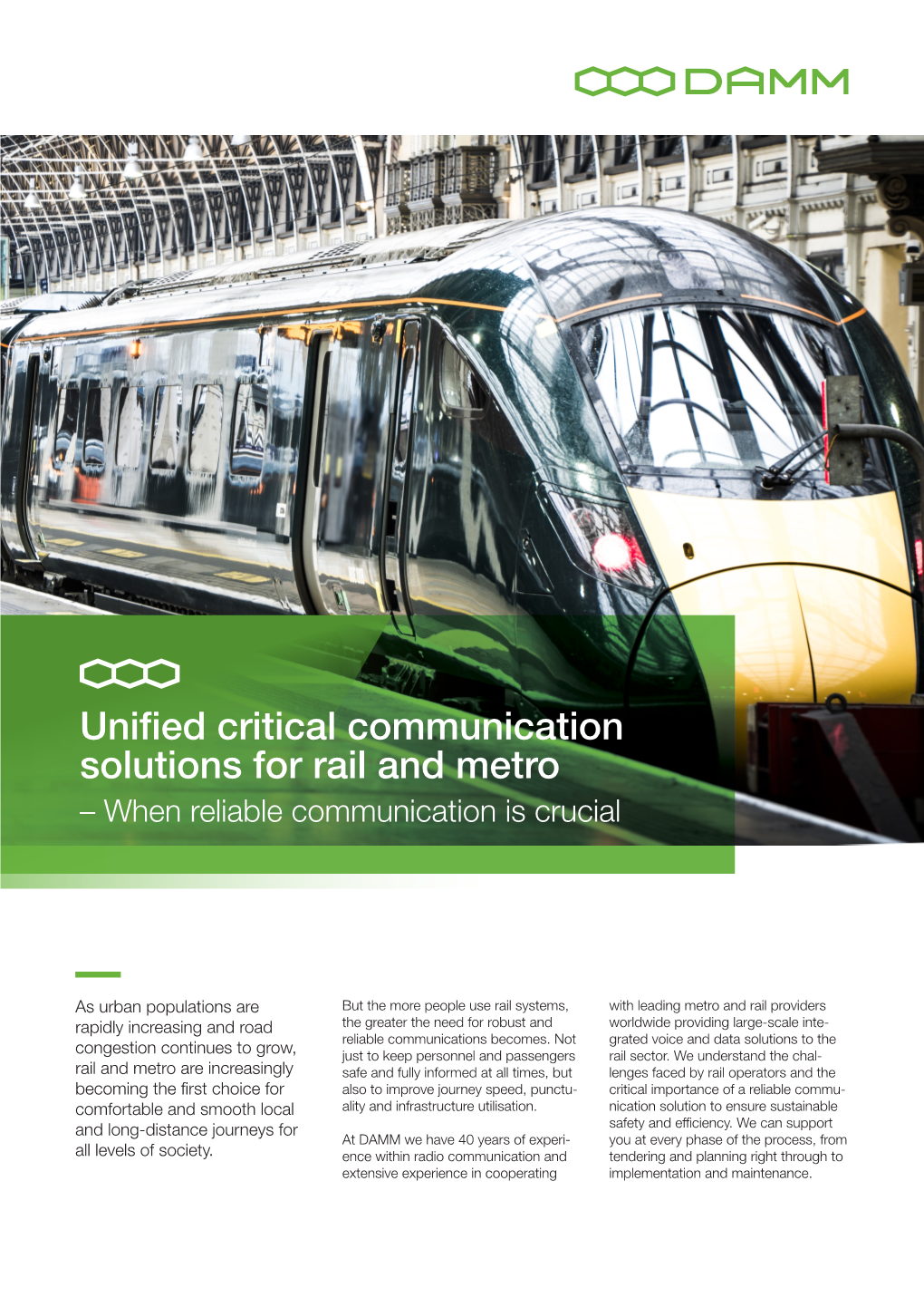 Unified Critical Communication Solutions for Rail and Metro – When Reliable Communication Is Crucial