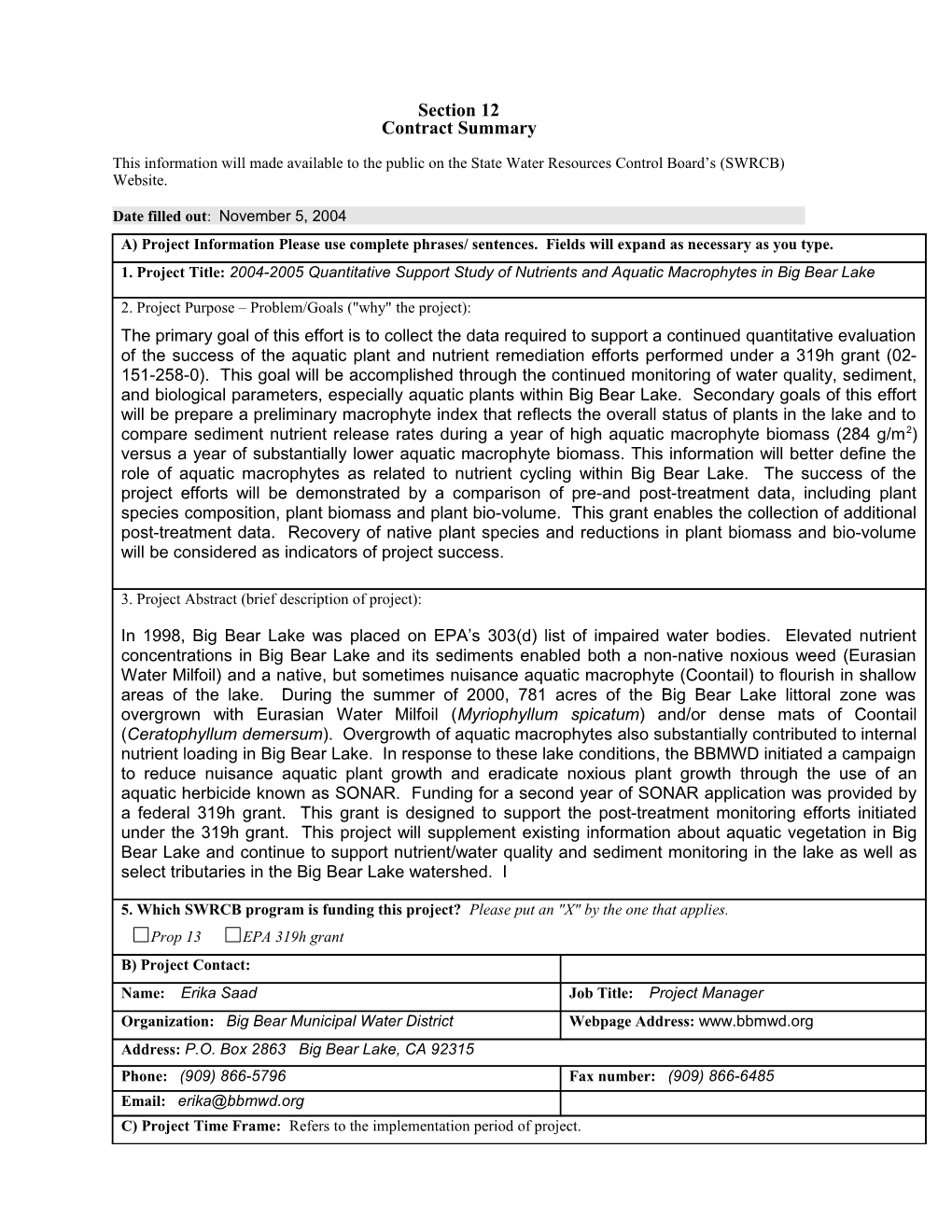 Contract Summary Form s1