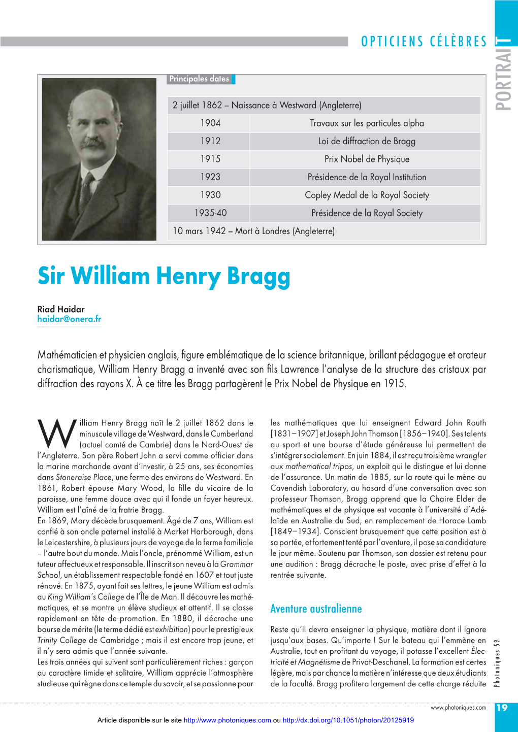 Sir William Henry Bragg