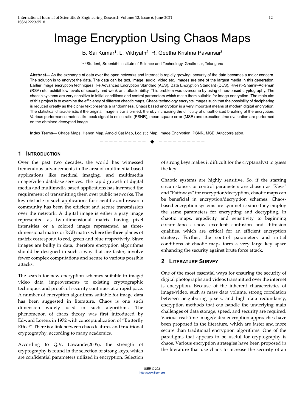 Image Encryption Using Chaos Maps