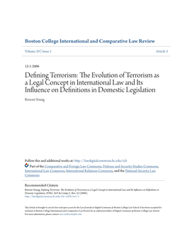 The Evolution of Terrorism As a Legal Concept in International Law and Its Influence on Definitions in Domestic Legislation, 29 B.C