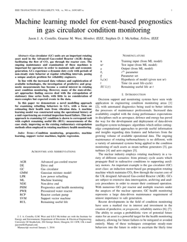 Machine Learning Model for Event-Based Prognostics in Gas Circulator Condition Monitoring Jason J